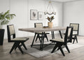 FM3222BK-T-7PC 5 pc Tottenham black finish wood contemporary two tone dining table set