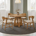 FM3223WN-RT-5PC 5 pc Ozark walnut finish wood pedestal base contemporary 48" round dining table set