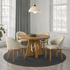 Orsino Walnut Veneer 47" Round Dining Table Set 5-Pc – FM32223WH-RT-23W-5PC