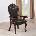 FM3261CH-AC  Set of 2 Manzaneta dark cherry finish wood arm chairs with faux leather upholstery and nail head trim