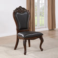 FM3261CH-SC  Set of 2 Manzaneta dark cherry finish wood side chairs with faux leather upholstery and nail head trim