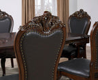 FM3261CH-AC  Set of 2 Manzaneta dark cherry finish wood arm chairs with faux leather upholstery and nail head trim