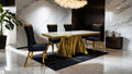 FM33001GD-5PC  5 pc Basilicatta gold finish base white ceramic stone top modern dining table set