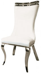 FM33002SV-5PC  5 pc Palazzo silver finish base white ceramic stone top modern dining table set