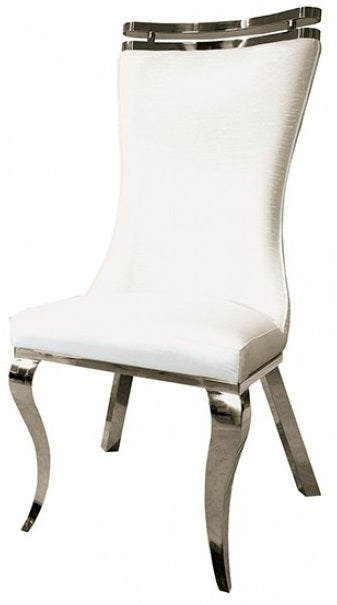 FM33002SV-5PC  5 pc Palazzo silver finish base white ceramic stone top modern dining table set