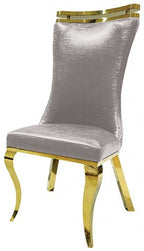 FM33002GD-5PC  5 pc Palazzo gold finish base white ceramic stone top modern dining table set