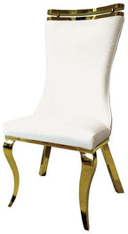 FM33002GD-5PC  5 pc Palazzo gold finish base white ceramic stone top modern dining table set