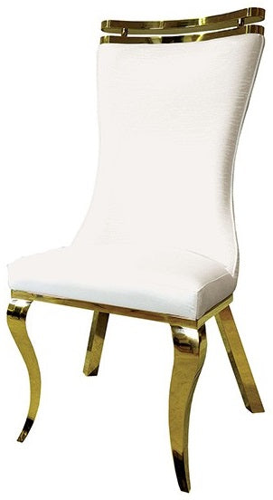 FM33002GD-5PC  5 pc Palazzo gold finish base white ceramic stone top modern dining table set