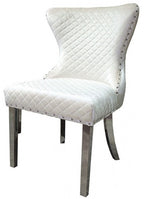 FM33003SV-5PC  5 pc Portanova hammered silver finish "U" base white ceramic stone top modern dining table set