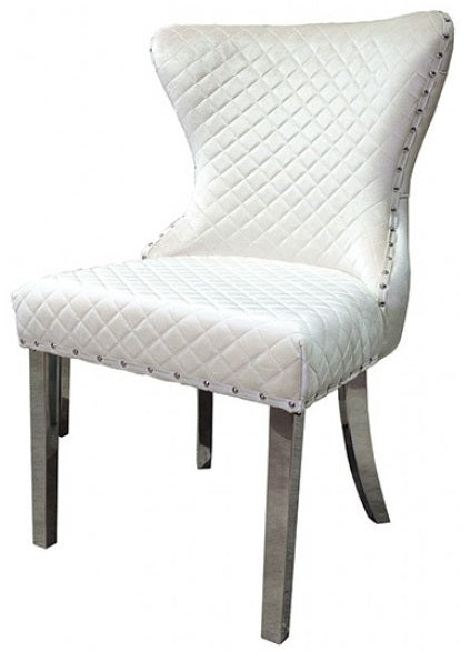 FM33003SV-5PC  5 pc Portanova hammered silver finish "U" base white ceramic stone top modern dining table set