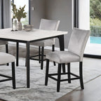 FM3330BK-T-5PC 5 pc Sabro black finish wood white rectangular marble top dining table set