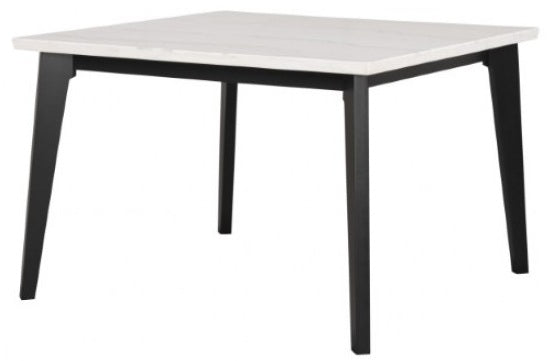 FM3330BK-T-5PC 5 pc Sabro black finish wood white rectangular marble top dining table set