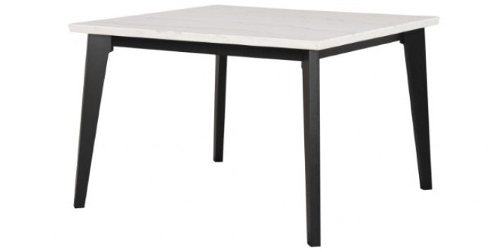 FM3330BK-ST-5PC 5 pc Sabro black finish wood white square marble top dining table set