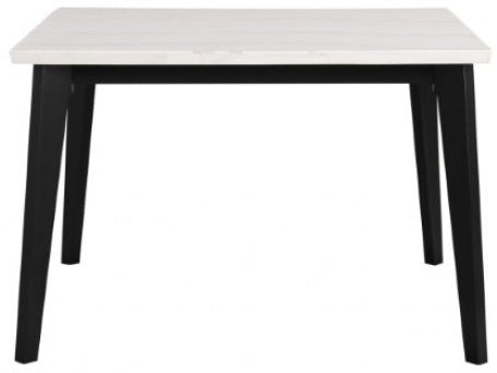FM3330BK-T-5PC 5 pc Sabro black finish wood white rectangular marble top dining table set
