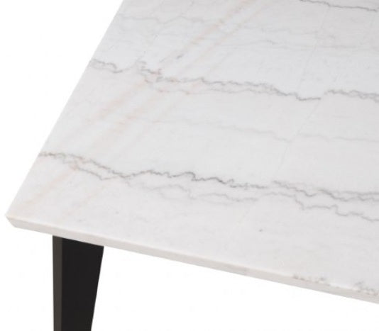 FM3330BK-T-5PC 5 pc Sabro black finish wood white rectangular marble top dining table set