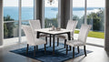 FM3330BK-ST-5PC 5 pc Sabro black finish wood white square marble top dining table set