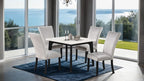 FM3330BK-ST-5PC 5 pc Sabro black finish wood white square marble top dining table set