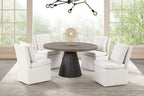 FM3331DB-5PC 5 pc Broager rustic oak dark walnut finish wood 54" round dining table set casters on chairs