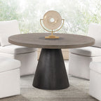 FM3331DB-5PC 5 pc Broager rustic oak dark walnut finish wood 54" round dining table set casters on chairs