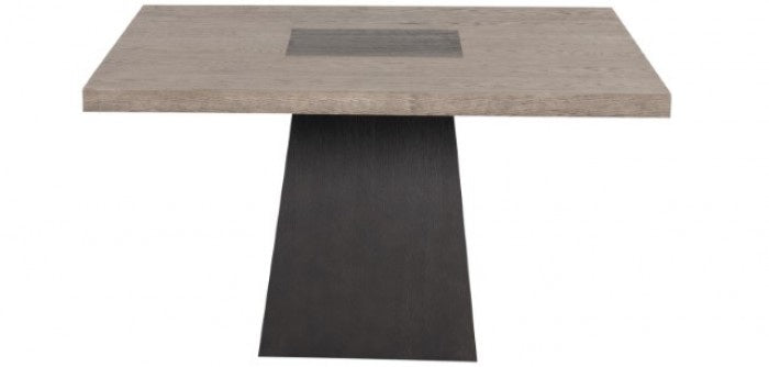 FM3331DB-ST-5PC 5 pc Broager rustic oak dark walnut finish wood 54" square dining table set casters on chairs