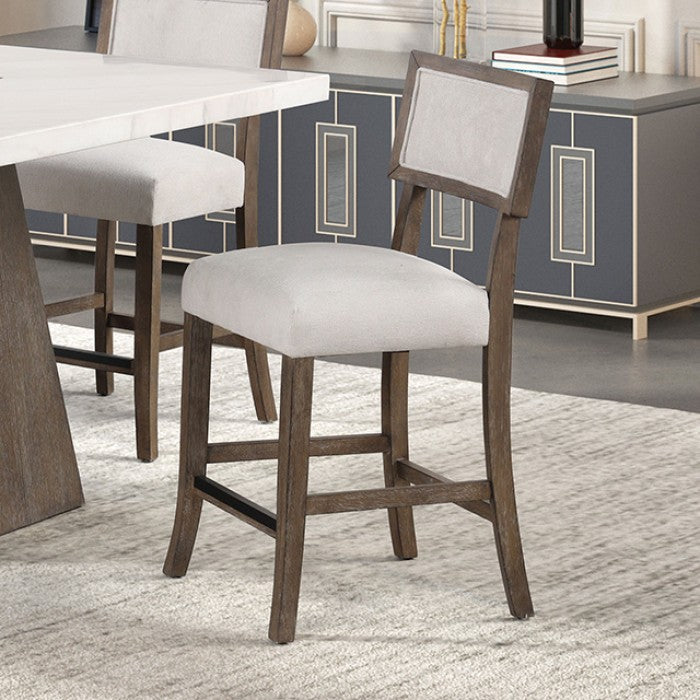 FM3332DB-PT-5PC 5 pc Grasten dark walnut finish wood 54" square marble top counter height dining table set
