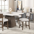 FM3332DB-PT-5PC 5 pc Grasten dark walnut finish wood 54" square marble top counter height dining table set