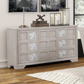 FM3368GY-SV Argenthart light grey finish wood sunburst pattern dining server buffet sideboard cabinet
