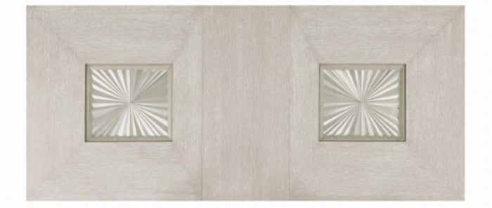 FM3368GY-7PC 7 pc Argenthart light grey finish wood trestle base sunburst pattern top dining table set