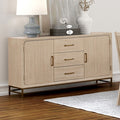 FM3369AK-SV Sandnes light oak finish wood transitional style buffet server sideboard cabinet