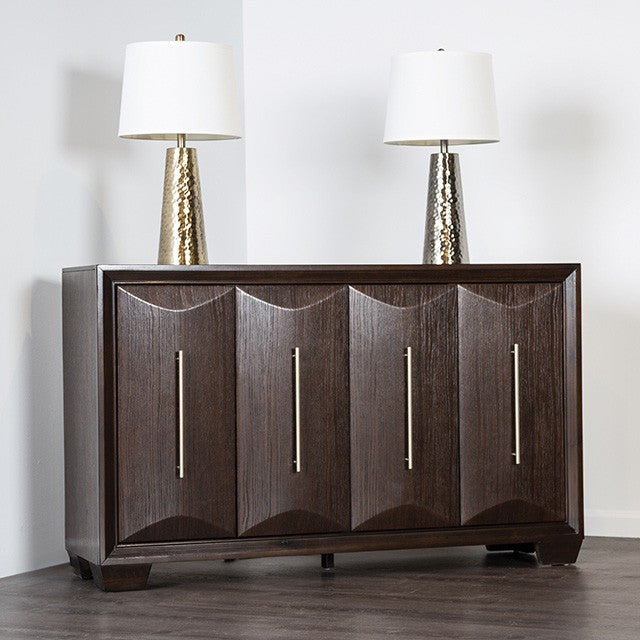 FM3399ES-SV Hinwitz espresso finish wood 60" wide server sideboard buffet cabinet