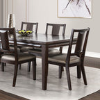 FM3399ES-T-7PC 7 pc Hinwitz espresso finish wood faceted panels dining table set
