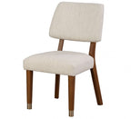 FM34000WN-T-7PC 7 pc Hepburne walnut finish wood mid-century modern dining table set gold capped legs