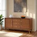 FM34000WN-SV Hepburne walnut finish wood mid-century modern dining buffet server sideboard cabinet