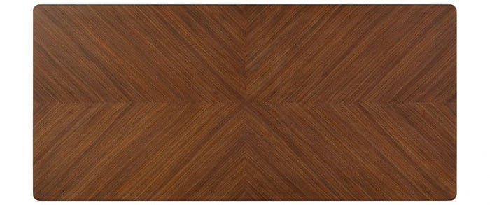 FM34000WN-T-7PC 7 pc Hepburne walnut finish wood mid-century modern dining table set gold capped legs