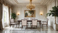 FM34001CH-T-7PC 7 pc Westerham dark cherry finish wood transitional dining table set gold capped legs