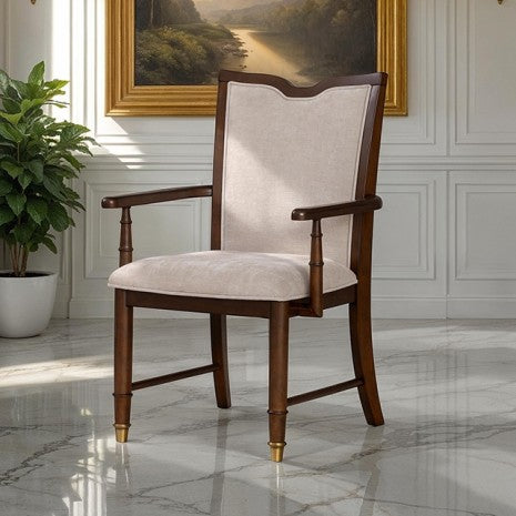 FM34001CH-T-7PC 7 pc Westerham dark cherry finish wood transitional dining table set gold capped legs