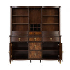 FM34001CH-HB 2 pc Westerham dark cherry finish wood transitional dining china cabinet hutch and buffet