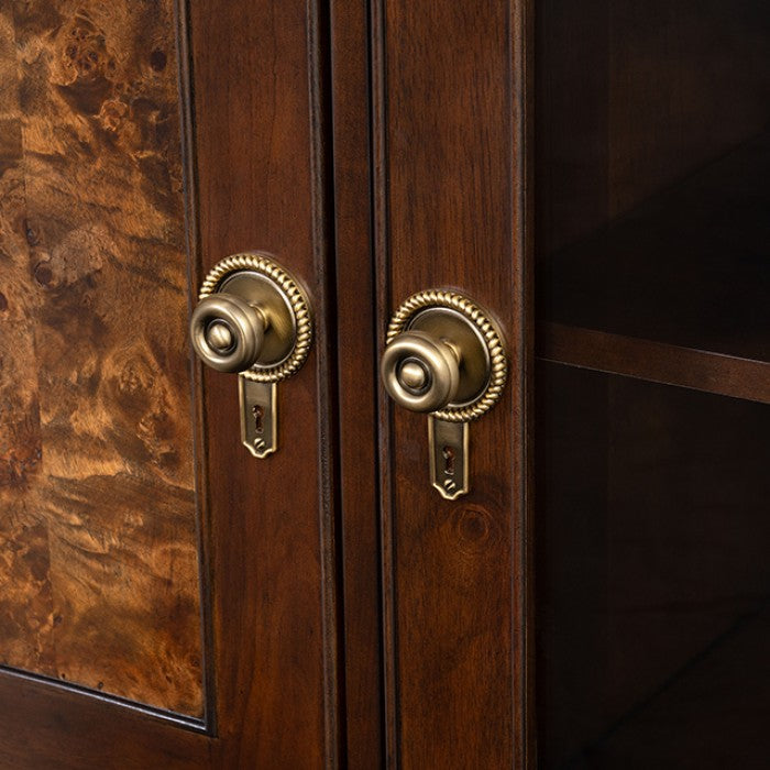 FM34001CH-HB 2 pc Westerham dark cherry finish wood transitional dining china cabinet hutch and buffet