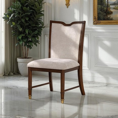 FM34001CH-T-7PC 7 pc Westerham dark cherry finish wood transitional dining table set gold capped legs