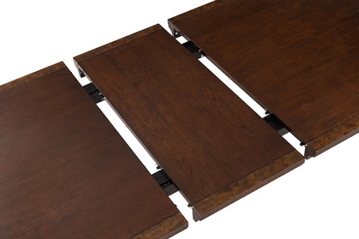 FM34001CH-T-7PC 7 pc Westerham dark cherry finish wood transitional dining table set gold capped legs