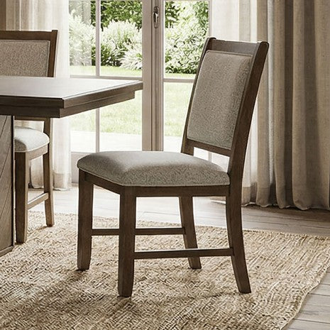 FM34008DW-T-7PC 7 pc Casoria dark walnut finish wood rustic chevron pedestal base dining table set