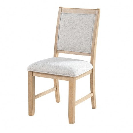 FM34008NT-T-7PC 7 pc Casoria natural finish wood rustic chevron pedestal base dining table set