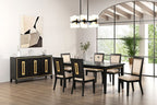 FM3401ES-7PC 7 pc Kenyada espresso finish wood contemporary geometric back design dining table set