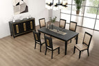 FM3401ES-7PC 7 pc Kenyada espresso finish wood contemporary geometric back design dining table set