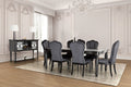 FM3416BK-T-7PC 7 pc Hannoria black finish wood turned fluted leg dining table set black chairs