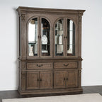 FM3418AK-HB 2 pc Oakham weathered oak finish wood hutch and buffet china cabinet