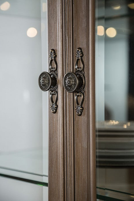 FM3418AK-HB 2 pc Oakham weathered oak finish wood hutch and buffet china cabinet