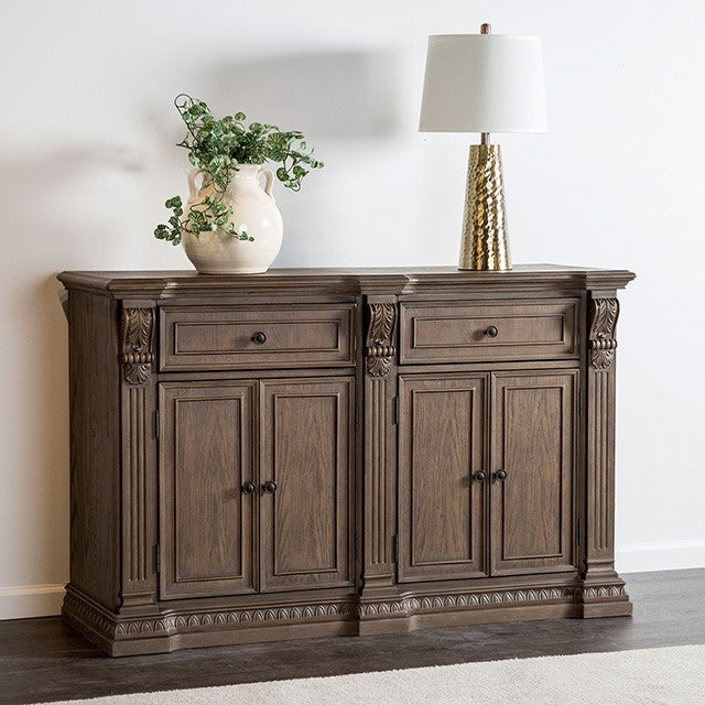 FM3418AK-SV  Oakham weathered oak finish wood server sideboard buffet cabinet