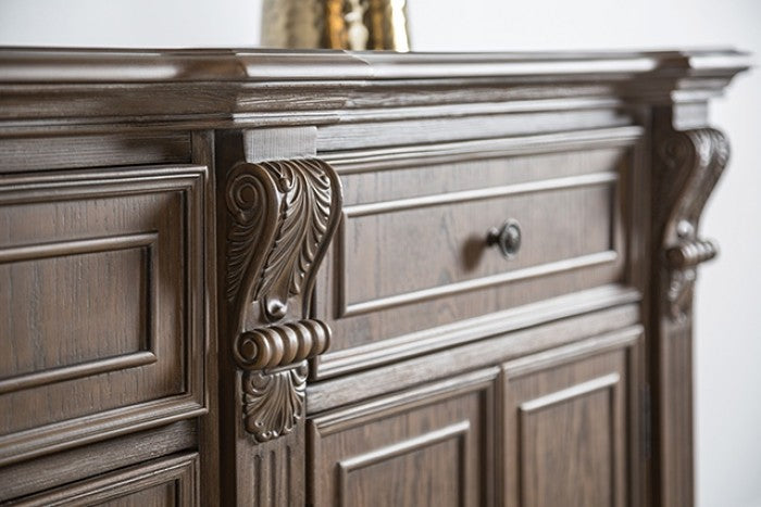 FM3418AK-SV  Oakham weathered oak finish wood server sideboard buffet cabinet