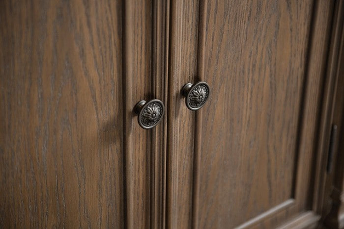 FM3418AK-SV  Oakham weathered oak finish wood server sideboard buffet cabinet